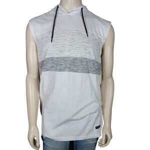 WT02 Hooded Muscle Tee Size Large White and Gray